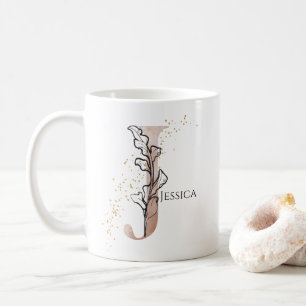 Monogram Initial Modern Brev J Boho Personlig Kaffemugg