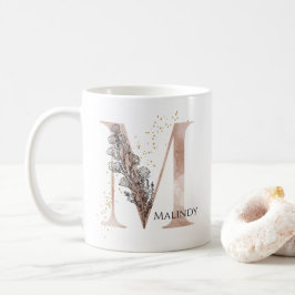 Monogram Initial Modern Brev M Boho-Personligen Kaffemugg