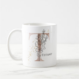 Monogram Initial Modern Brev T Boho-Personligen Kaffemugg