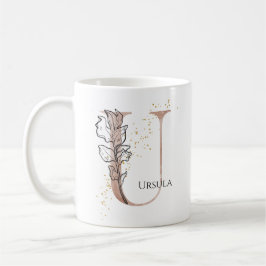 Monogram Initial Modern Brev U Boho Personlig Kaffemugg