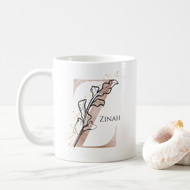 Monogram Initial Modern Brev Z Boho Personlig Kaffemugg (Med munk)