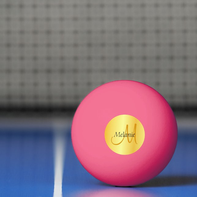 Monogram Initial Modern Trendig Template Rosa Guld Pingisboll (Netto)