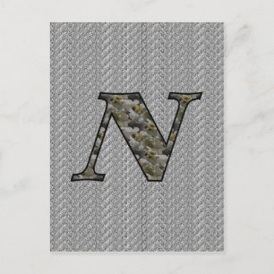 Monogram initial N Hydrangea blommor Vykort