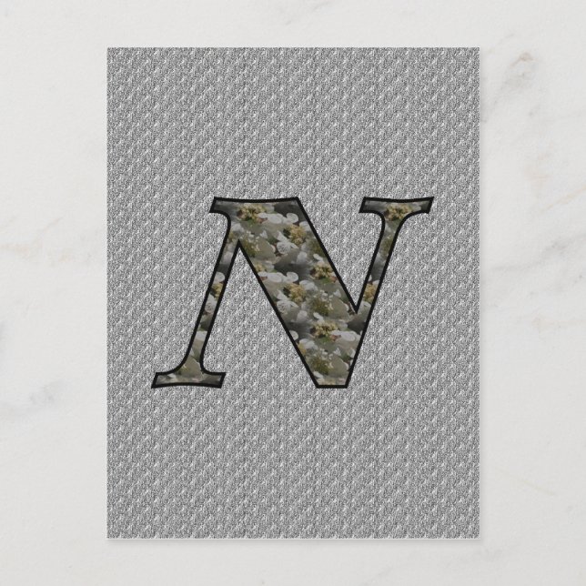 Monogram initial N Hydrangea blommor Vykort (Framsida)