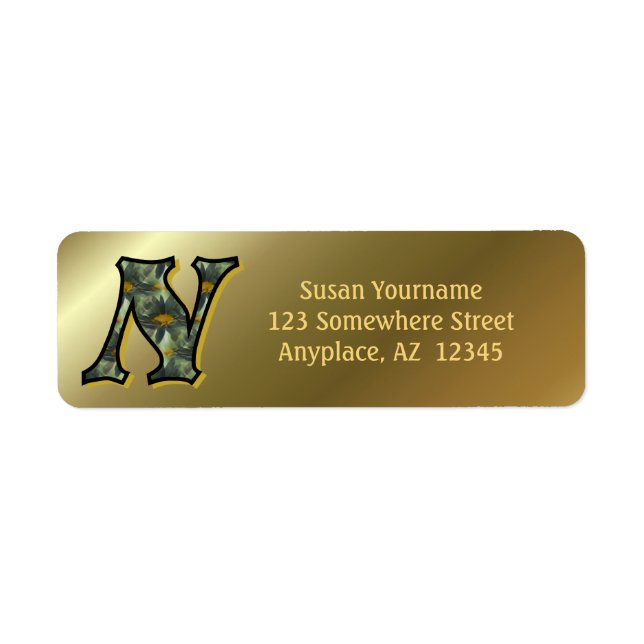 Monogram initial N Prästkragar Konst Returadress  Etikett (Framsidan)