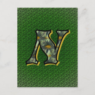 Monogram initial N tusenskönor blomsterkonst Vykort