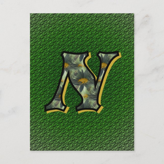 Monogram initial N tusenskönor blomsterkonst Vykort (Framsida)