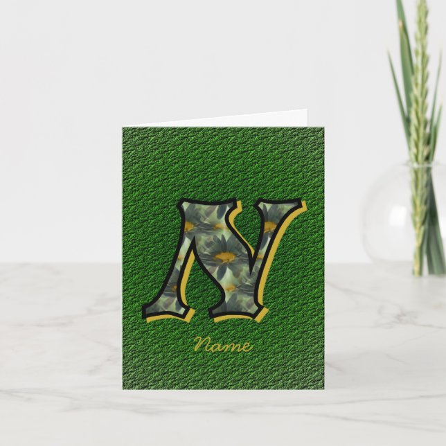 Monogram initial N Tusenskönor Personlig konst Anteckningskort (Framsida)