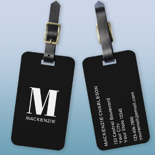 Monogram Initial Namn enkel Bagagebricka