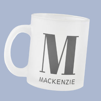 Monogram Initial Namn enkel Frostad Glasmugg