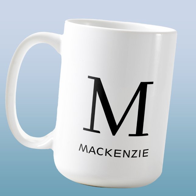 Monogram Initial Namn enkel Kaffemugg (Modern monogram initial custom name coffee mug)