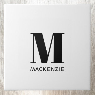 Monogram Initial Namn enkel Kakelplatta