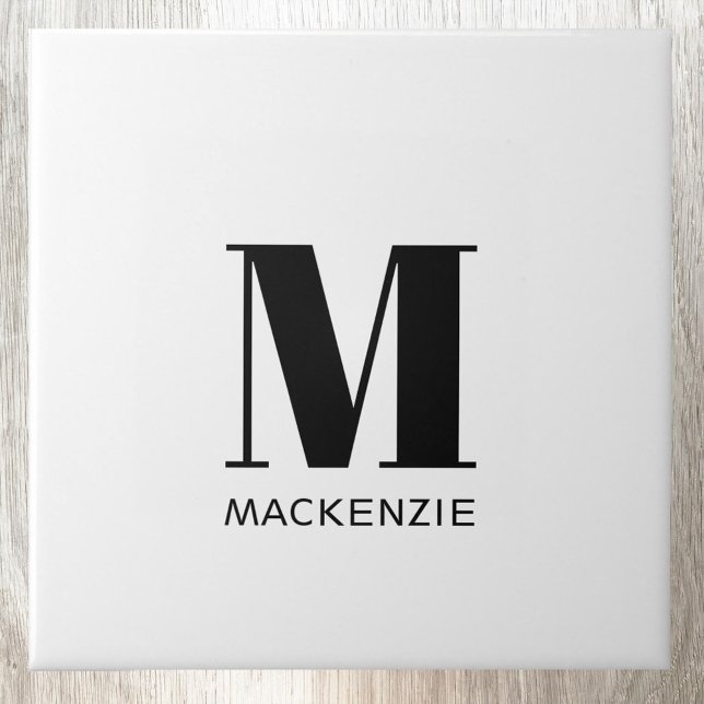 Monogram Initial Namn enkel Kakelplatta (Simple monogram initial name personalized ceramic tile)