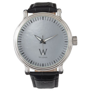 Monogram Initial & Namn Falskt Silver Metalliskt G Armbandsur