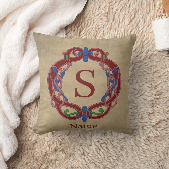 Monogram initial namn keltisk design personlig kudde (Filt)