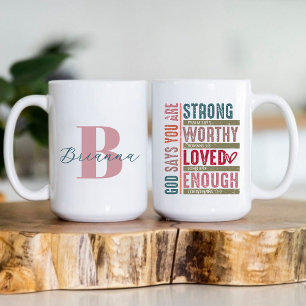 Monogram Initial Namn Kristet Tro Baserad Kaffemugg