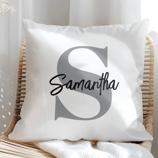 Monogram Initial Namn Kudde (Skapare uppladdad)