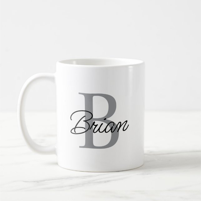 Monogram Initial Namn Mugg, Anpassad Namn Mugg, Ko Kaffemugg (Vänster)