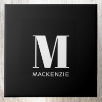 Monogram Initial Namn Simple Black and White