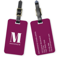 Monogram Initial Namn Simple Burgundy Rosa
