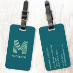 Monogram Initial Namn Simple Teal Pistachio Grönt Bagagebricka<br><div class="desc">Öka din resupplevelse med denna moderna typografi, minimalistiska monogramdesign i namn i pistaschmandlar och teal grönt som kan ändras till personlig anpassning. Dessa märkre i snyggten säkerställer inte bara att ditt bagage står på karusellen utan även att dina resandebehov påverkas. Designad för enkel identifiering, skapar dina resor smidigare och mer...</div>