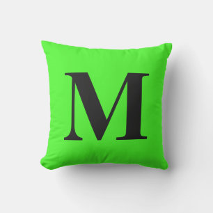 Monogram initial Neon Grönt ger färgstark ljus Kudde