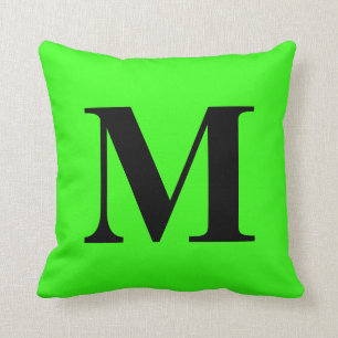 Monogram initial Neon Grönt ger färgstark ljus   Kudde
