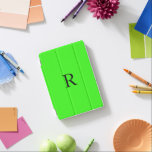 Monogram Initial Neon Grönt Solid Färg Coola iPad Mini Skydd<br><div class="desc">Designad med textmall för inledande monografi och elegant av solid grönt färg.</div>