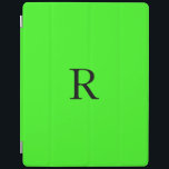 Monogram Initial Neon Grönt Solid Färg Coola iPad Skydd<br><div class="desc">Designad med textmall för den ursprungliga färgen och eleganten i solid grönt i monogram</div>