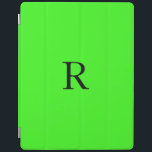 Monogram Initial Neon Grönt Solid Färg Coola iPad Skydd<br><div class="desc">Designad med textmall för den ursprungliga färgen och eleganten i solid grönt i monogram</div>