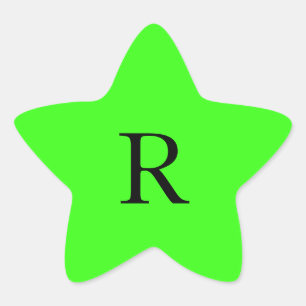 Monogram initial Neon Grönt Solid Färg färgstark Stjärnformat Klistermärke