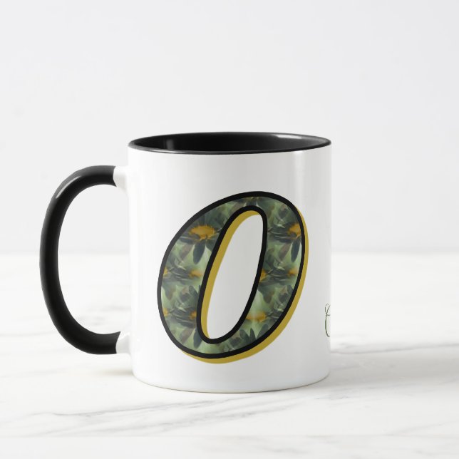 Monogram Initial O Daisies Floral Art Personalized Mugg (Vänster)