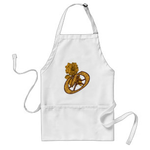 Monogram initial O Elegant guldpeonyblomma Förkläde