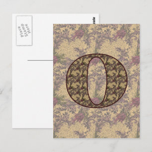 Monogram initial O elegant vintage blom- Vykort