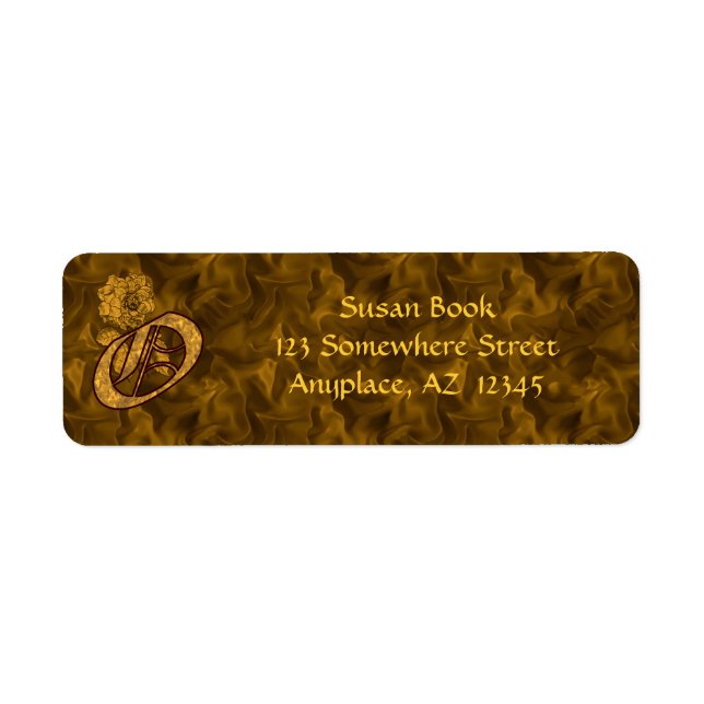 Monogram initial O Guld Peony Returadress  Etikett (Framsidan)