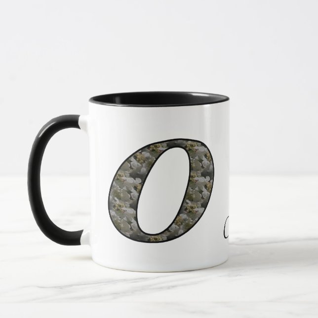 Monogram initial O Hydrangea Blomma Personlig Mugg (Vänster)