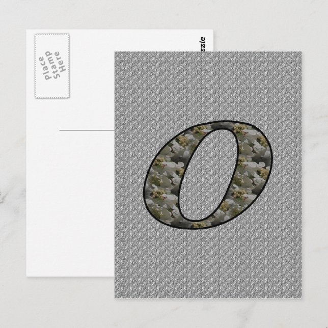 Monogram initial O Hydrangeablommor Vykort (Fram/baksida)