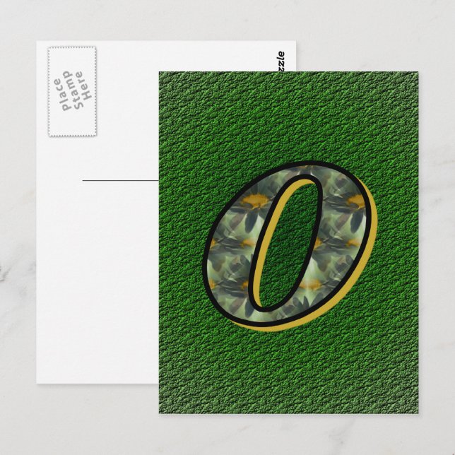 Monogram initial O Tusenskönor Blommig Konst Vykort (Fram/baksida)