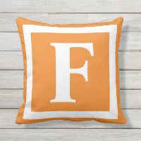 Monogram Initial Orange Vit utvändig Dekorativ kud
