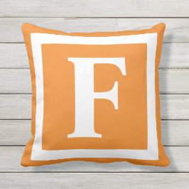 Monogram Initial Orange Vit utvändig Dekorativ kud Kudde