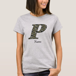 Monogram initial P Hydrangea blommor Personlig T Shirt