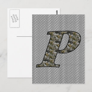 Monogram initial P Hydrangea blommor Vykort