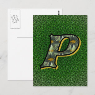 Monogram initial P Tusenskönor Blommig konst Vykort
