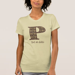 Monogram initial P Vintage Blommig Personlig T Shirt