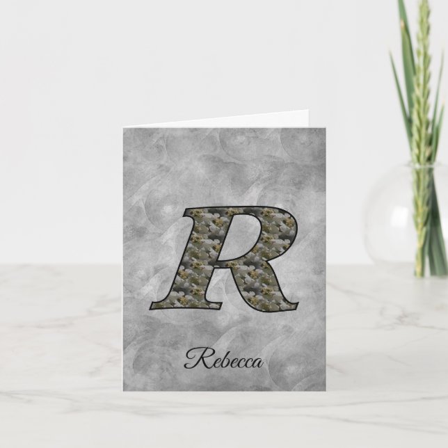 Monogram initial R hortensia blommor personlig Anteckningskort (Framsida)