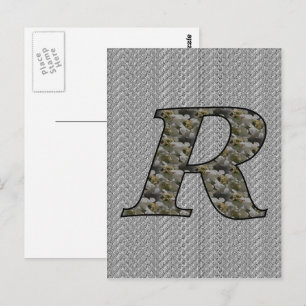 Monogram Initial R Hortensia Blommor Vykort