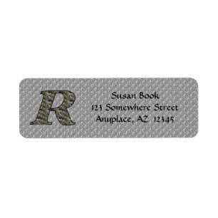 Monogram initial R hortensia returadress Etikett