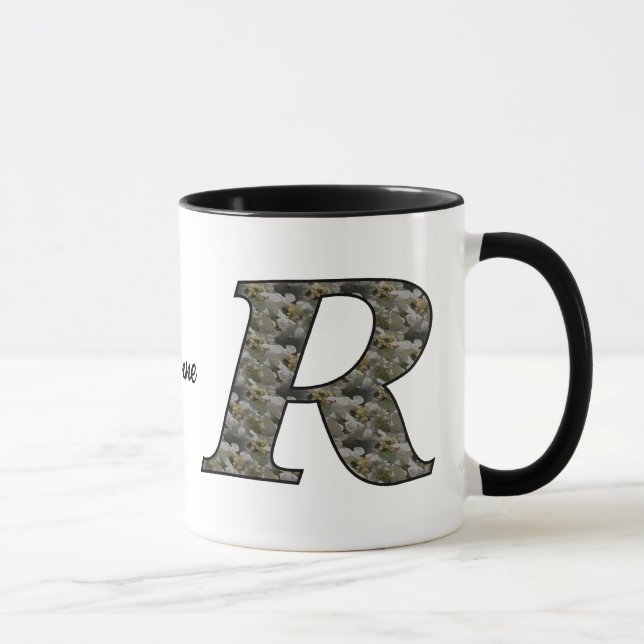 Monogram Initial R Hydrangea Flowers Personalized Mugg (Höger)
