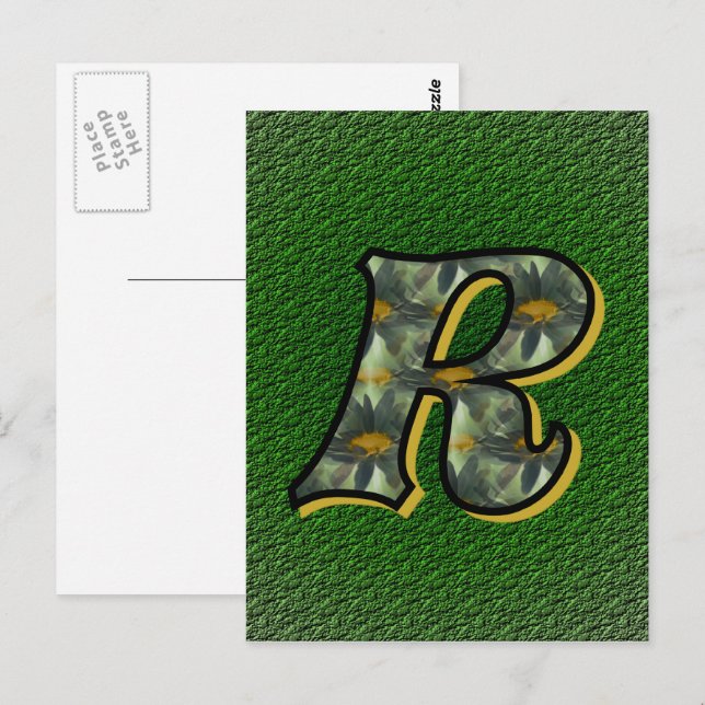 Monogram Initial R Tusenskönor Blommig konst Vykort (Fram/baksida)
