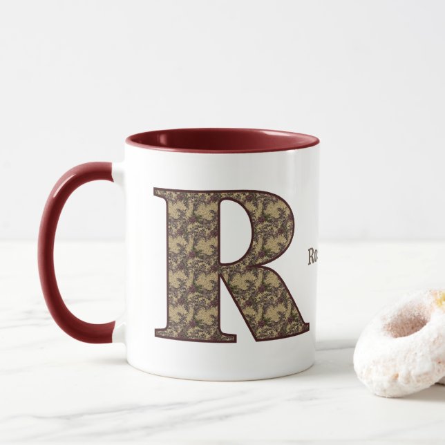 Monogram initial R vintageblommig personlig Mugg (Med munk)
